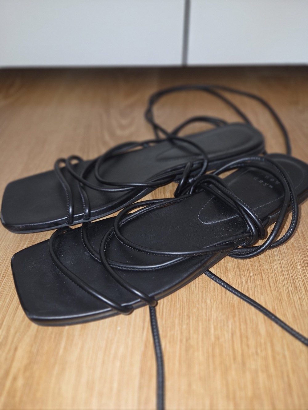 a new day Black Lace-Up Square-Toe Strappy Sandals - Picture 2 of 3